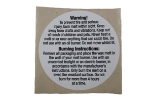 Wax Melt Safety Label